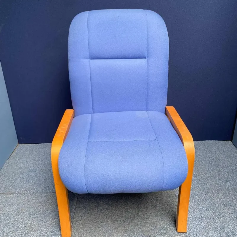 Blue Reception Chair with Wood Frame