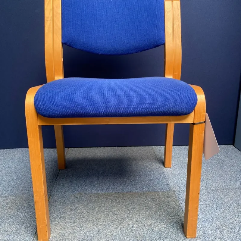 Blue Meeting Chair with Wooden Legs