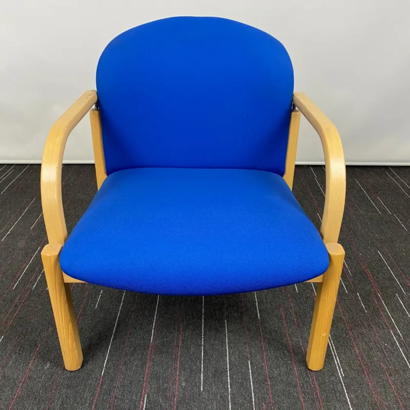 Blue Reception Chair with Wood Frame