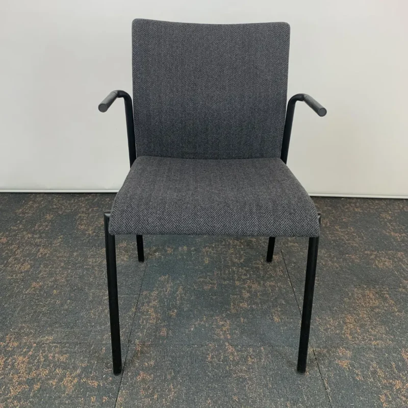 Black Woven Material Meeting Chair With Arms