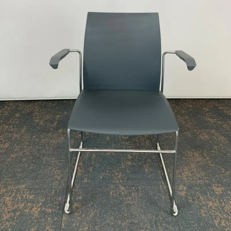 Dark Grey Meeting Chair with Chrome Legs