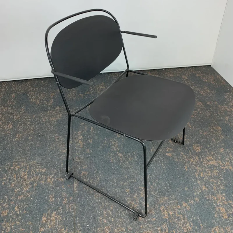 Black Plastic Chair with Small Arms