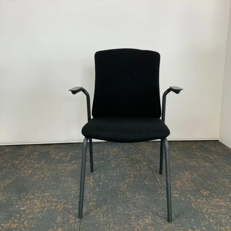 Black Meeting Chair with Chrome Legs and Small Black Arms