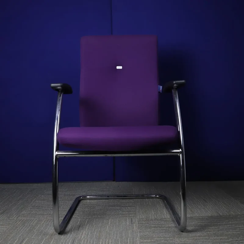Purple Summit Meeting Chair with Cantilever Chrome Base and Black Arms