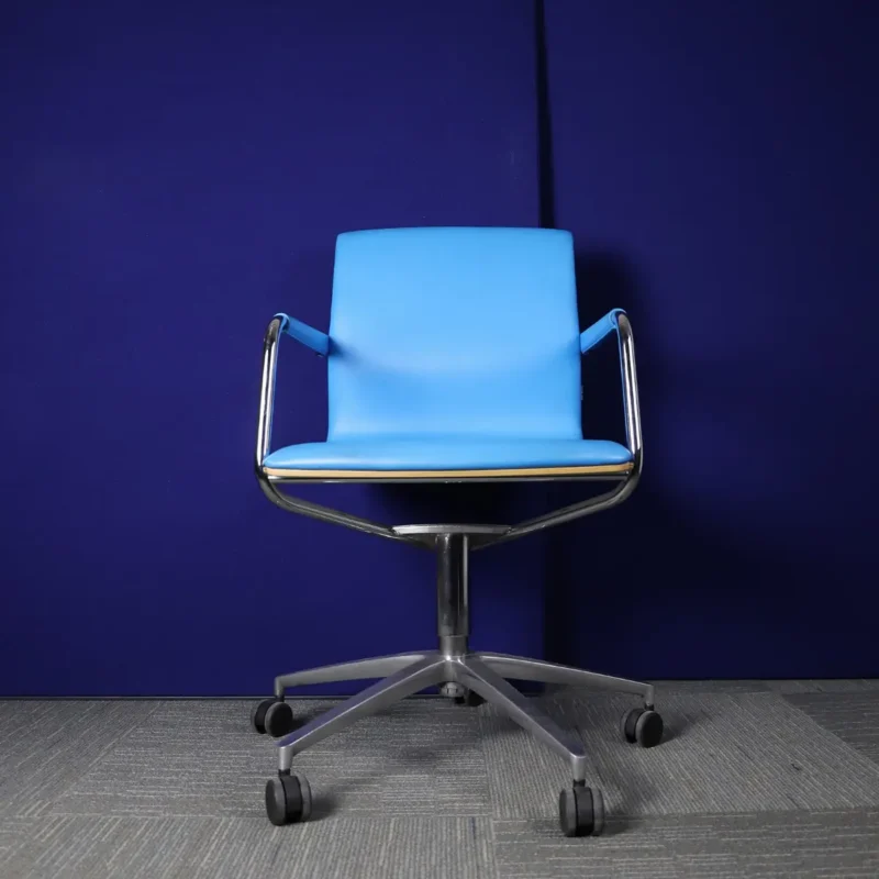 Martinstoll Blue Meeting Chair with Chrome Arms and Base