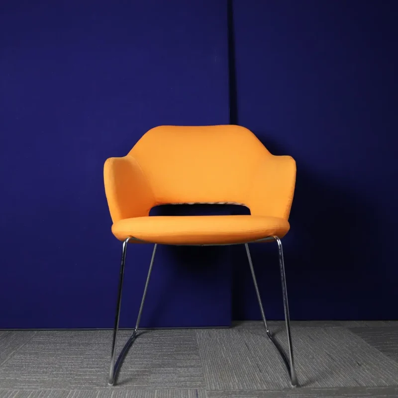 Orange Tub Chair with Chrome Legs