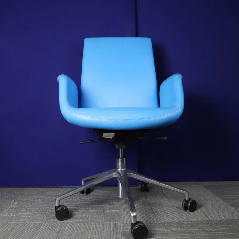 Martinstoll Blue faux Leather Managers Chair with Chrome Star Base
