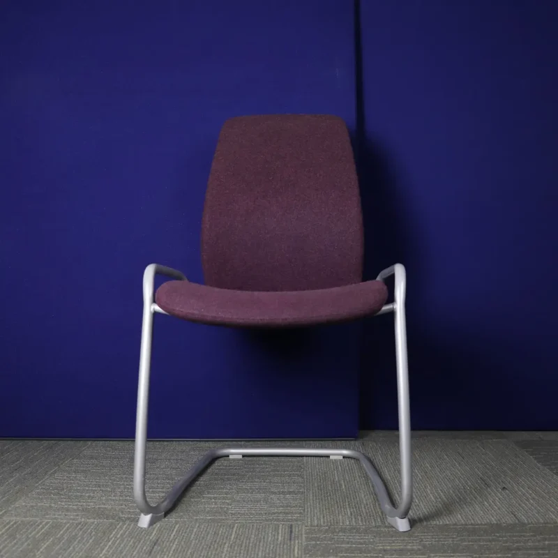 Maroon Meeting Chair with Silver Cantilever Base