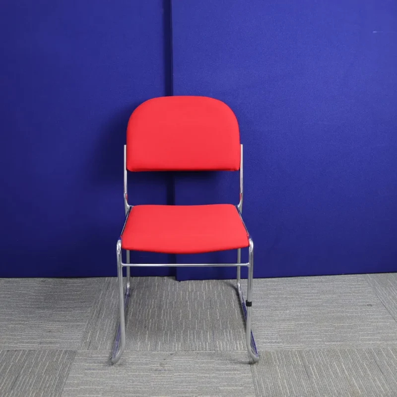 Red Meeting Chair with Chrome Legs