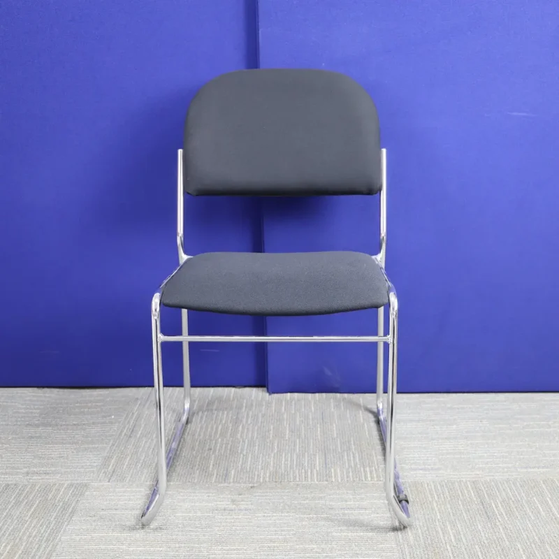 Black Fabric Meeting Chair with Chrome Frame and Legs