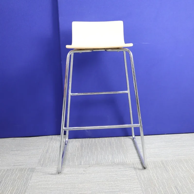 Oak Stool with Chrome Frame and Legs