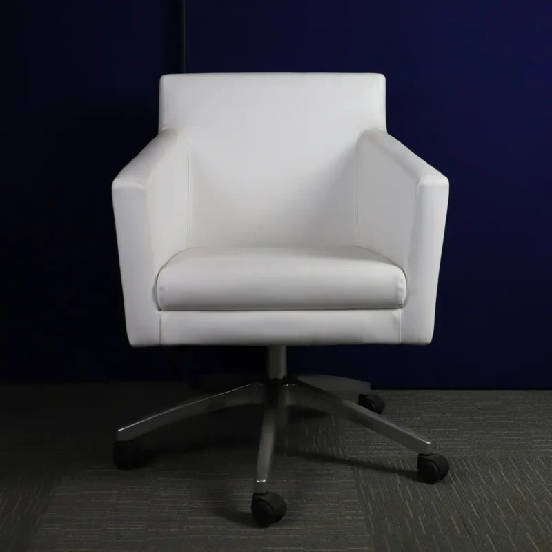 White Faux Leather Tub Chair with Chrome Star Base