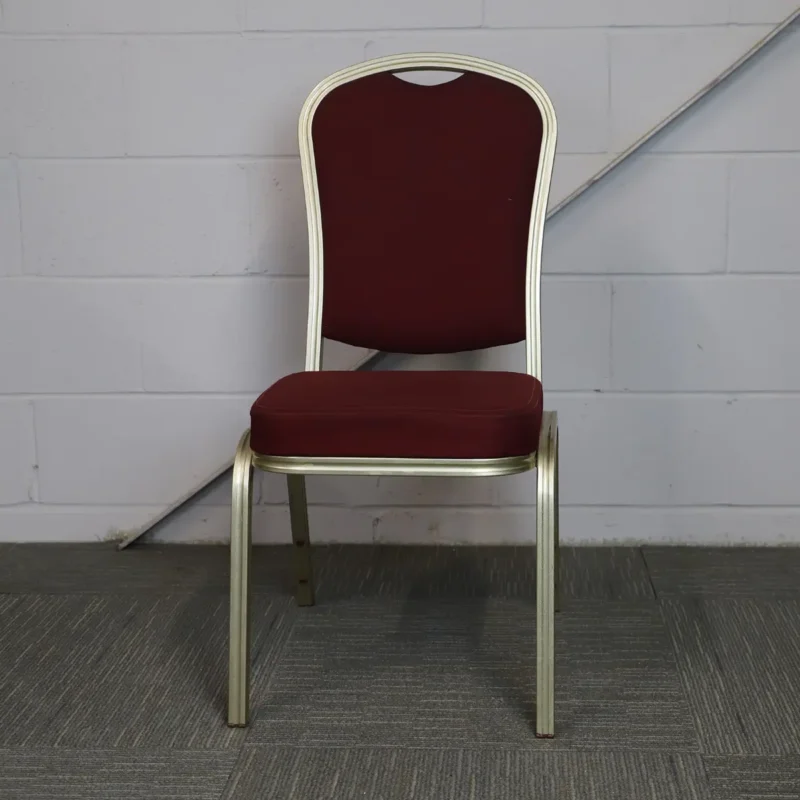 Gold and Burgundy Banquet Chair with Gold Frame and Legs