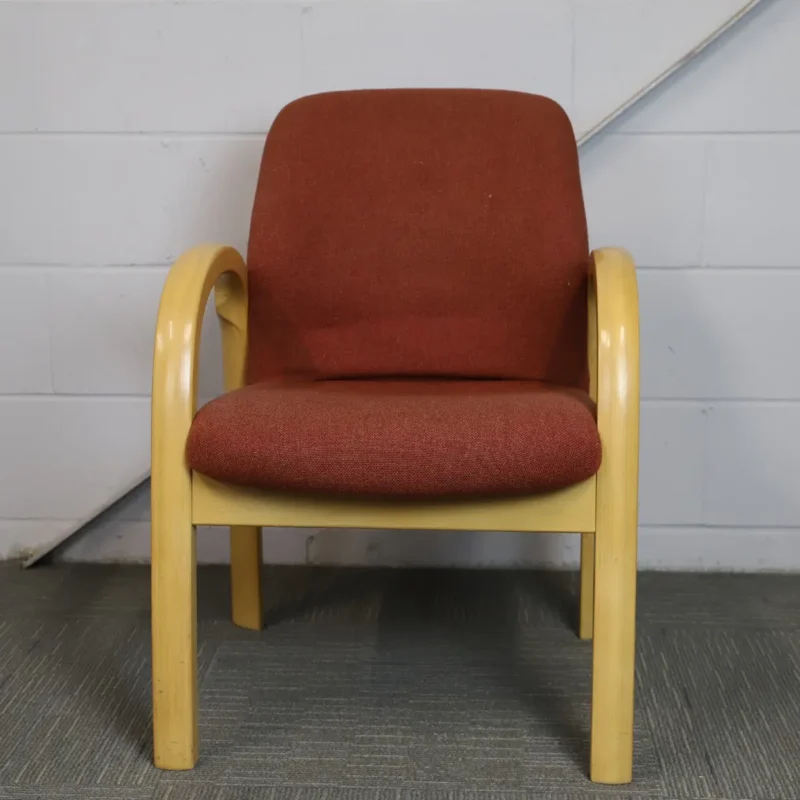Orange Meeting Chair with Wooden Frame and Legs