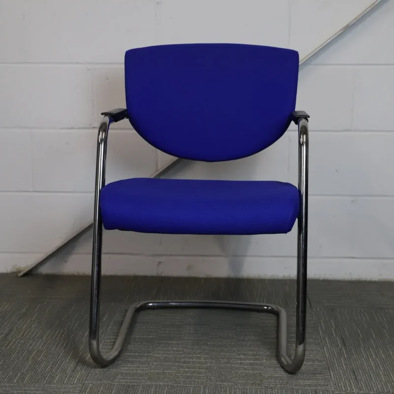 Dark Blue Meeting Chair with Chrome Cantilever Legs