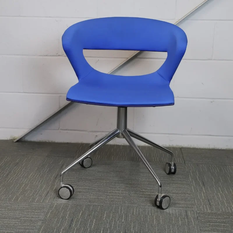 Sky Blue Fabric Meeting Chair with Chrome Base