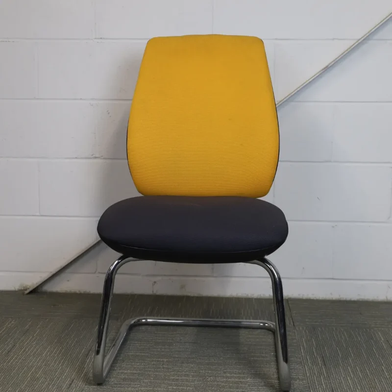 Summit Yellow Memory Foam Meeting Chair with Chrome Cantilever Legs