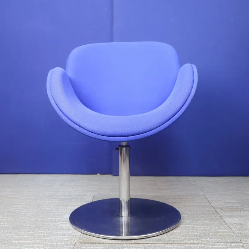 Blue Smiley Chair with Chrome Stem and Base