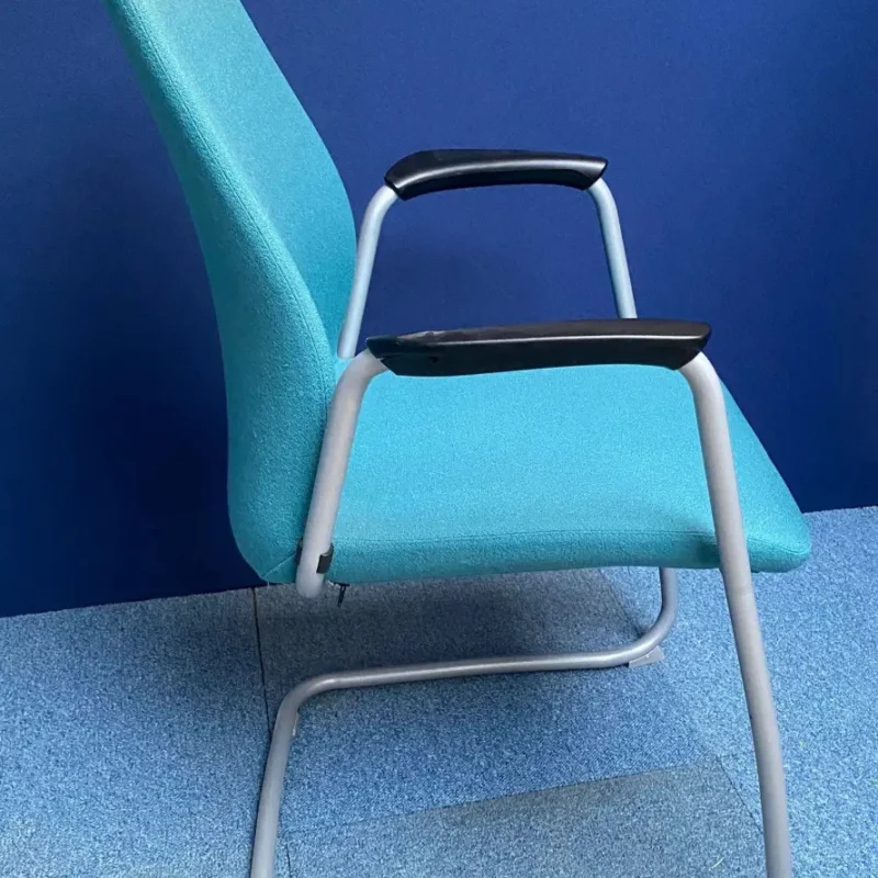 Kinnarps Teal Stacking Meeting Chair with Chrome Framed Legs & Arms