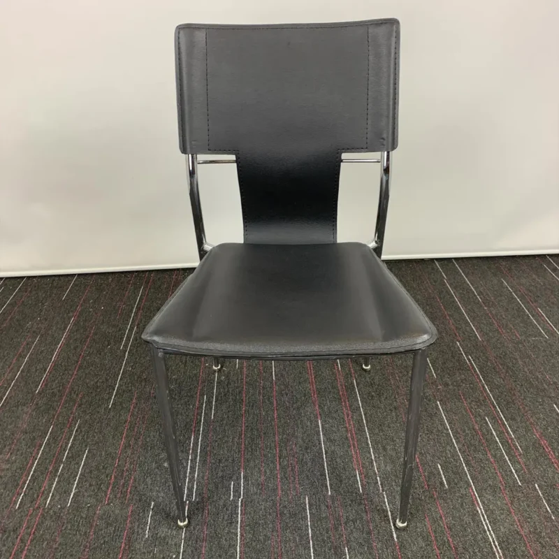 Black Stacking Meeting Chair with Chrome Legs