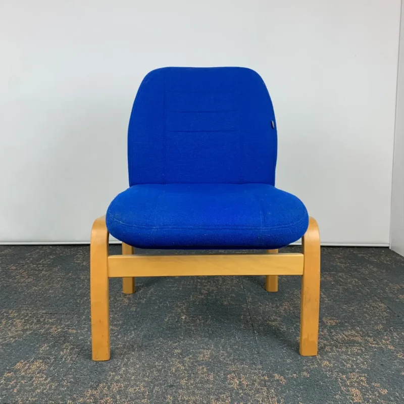 Blue Reception Chair with Wooden Legs
