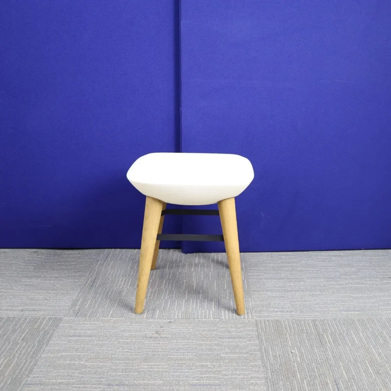 White Stool with Wooden Legs