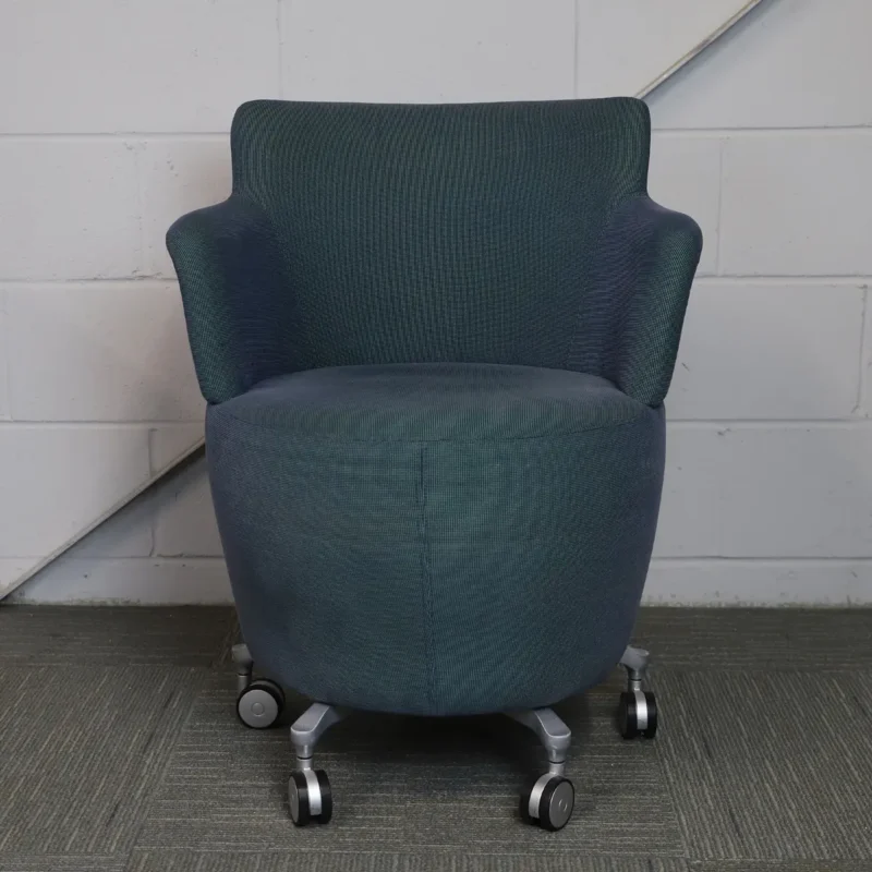 Orangebox Blue and Green Reception Fleck Tub Chair with Grey Legs