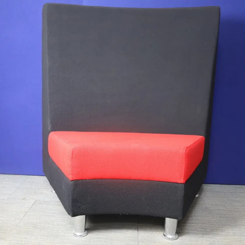 Black and Red Fabric Curved Bench Seat Reception Seating