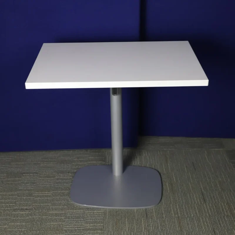 Height Adjustable White Poser Table with Silver Leg