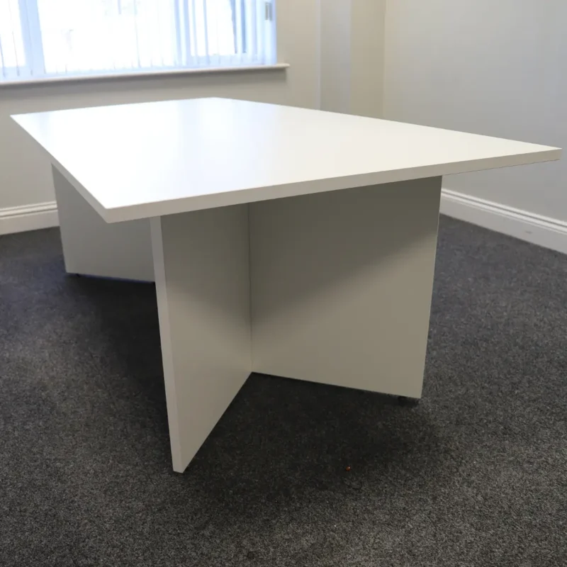 White Meeting Room Table with White Panel Legs
