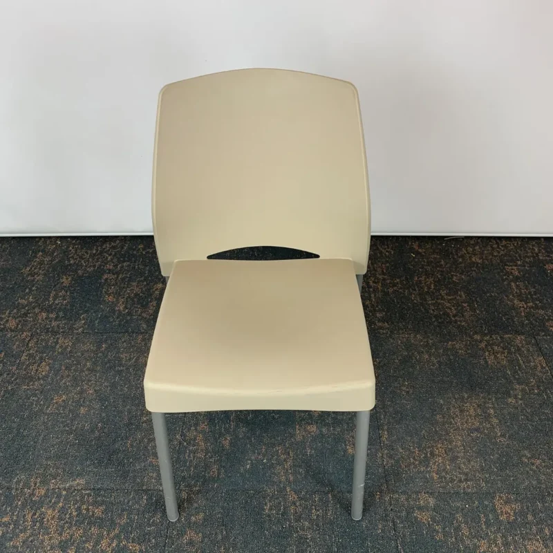 Buff Coloured Chair with Metal Legs