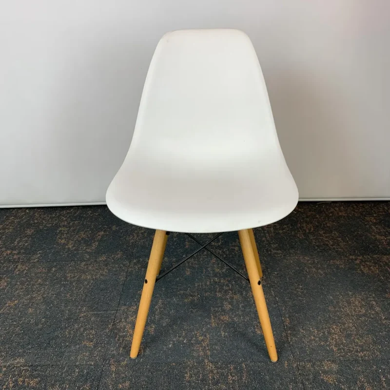 White Plastic Chair with Wooden Legs