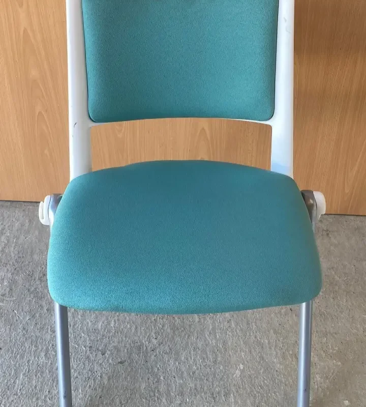 Teal & White Stacking Meeting Chair with Chrome Framed Legs
