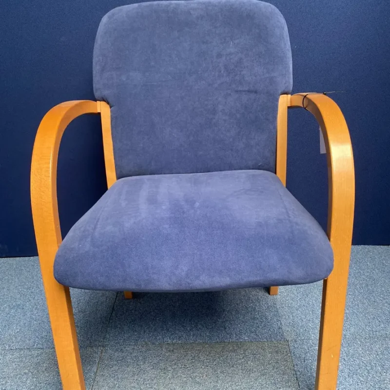 Blue Meeting / Reception Chairs with Wooden Arms