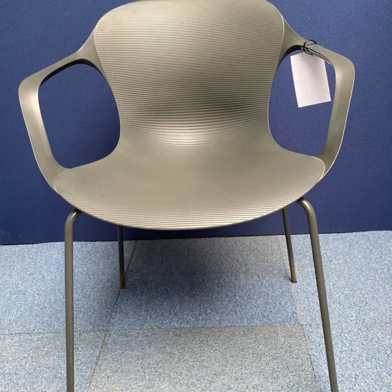 Fritz Hansen Grey Plastic Molded Chair with Straight Legs