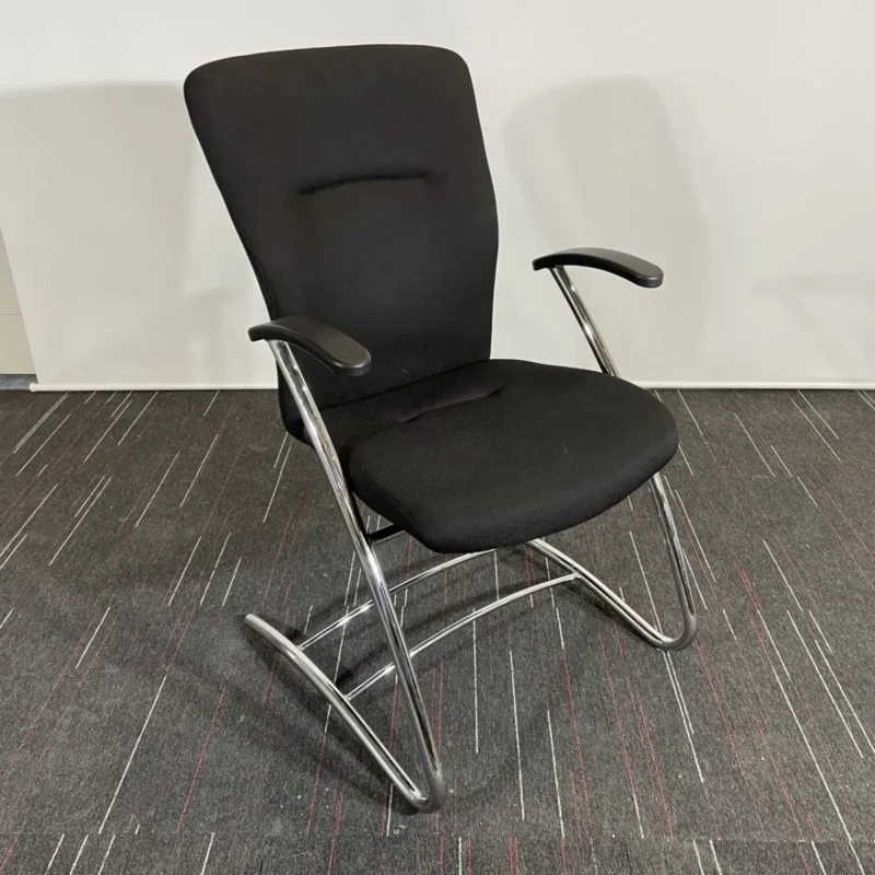 Black Cantilever Chair with Chrome Legs