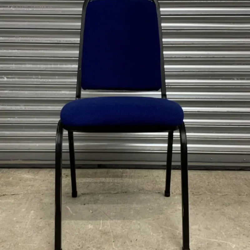 Blue Banquet Chair with Black Frame and Legs Stacking