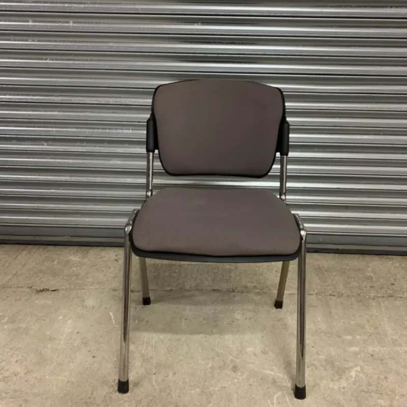 Grey Stacking Meeting Chair Chrome Legs