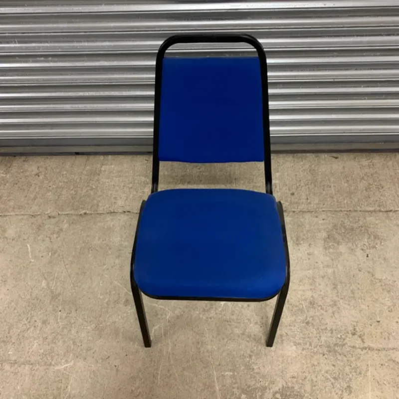 Blue Banquet Chair with Black Frame and Legs Stacking