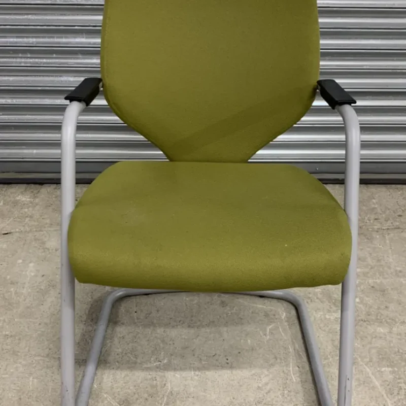 Pledge Lime Green Meeting Room Chair with Cantilever Legs and Black Arms