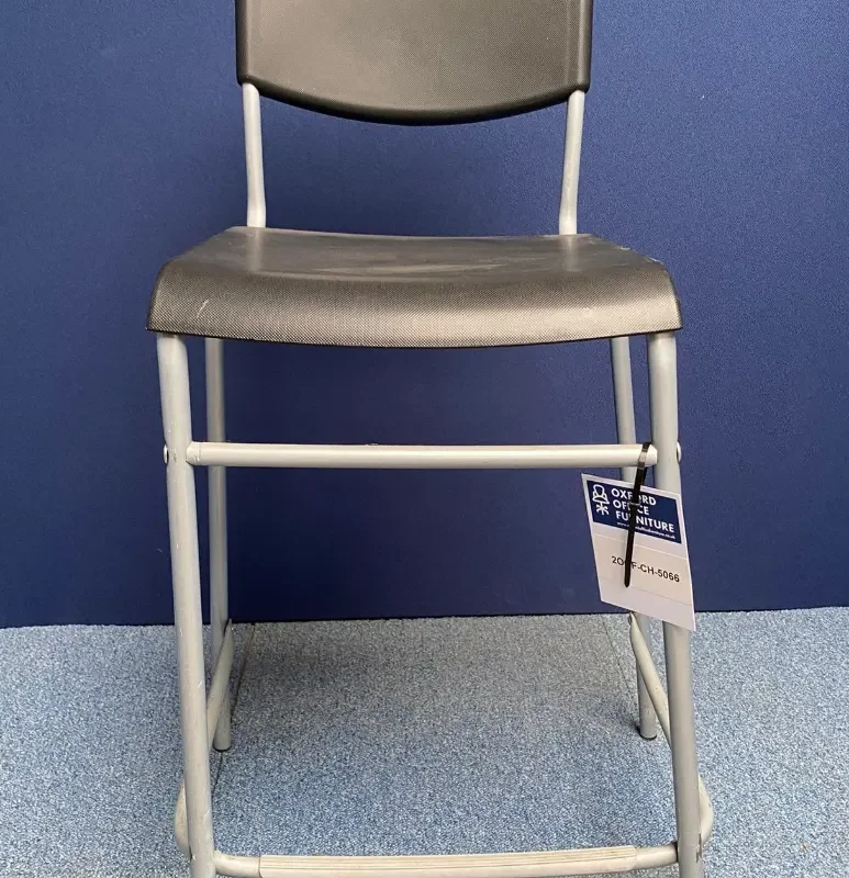 Stacking Black Plastic Stool with Grey Legs