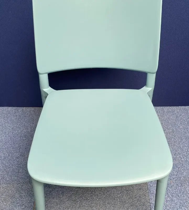 Duck Egg Blue Plastic Molded Chair with Straight Legs Stacking
