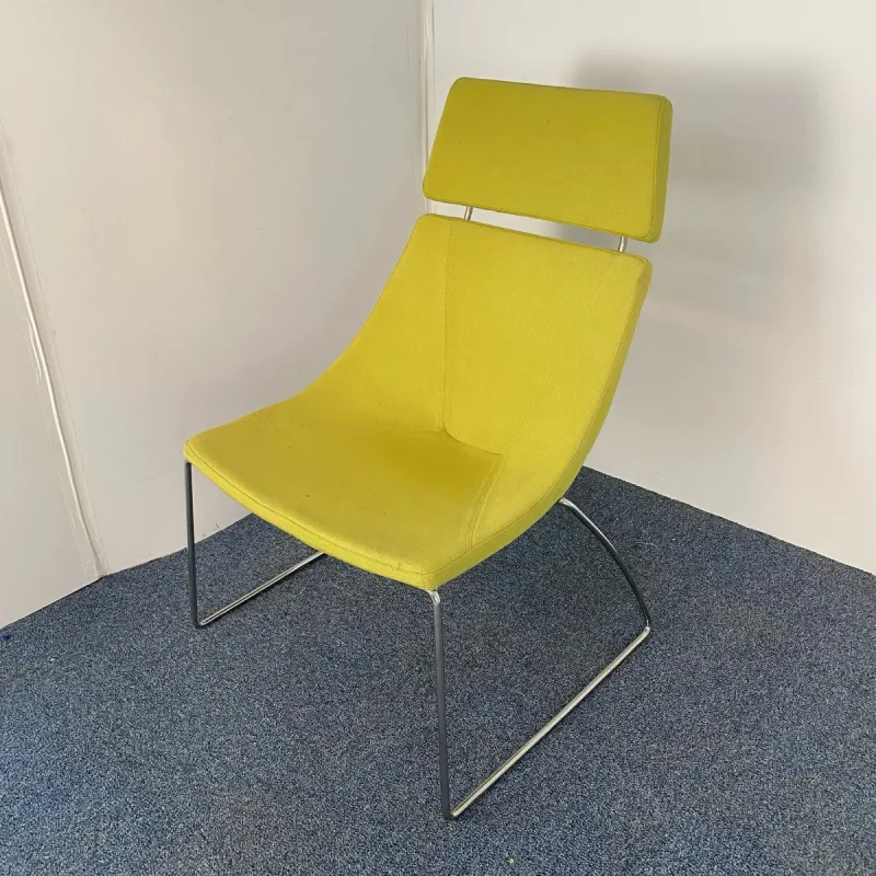 Lime Green Reception Chair Chrome Base Sled Based Fabric Seat