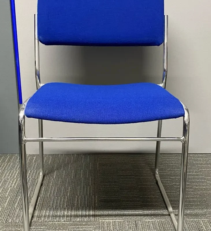 ISO Blue Meeting Chair Stacking Chrome Base