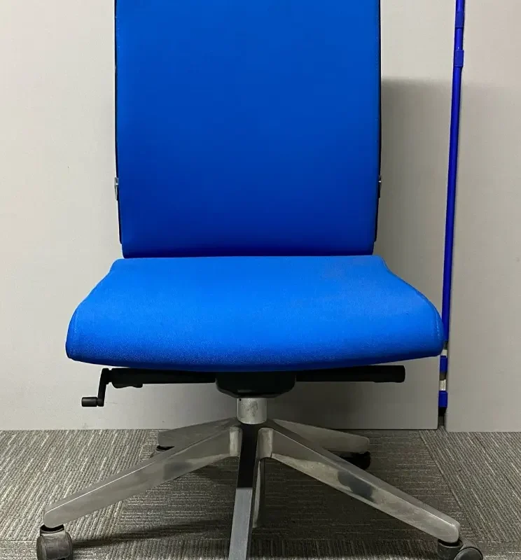 Blue Operators Chair With Chrome Five Star Base With Gas Lift And Back Rack
