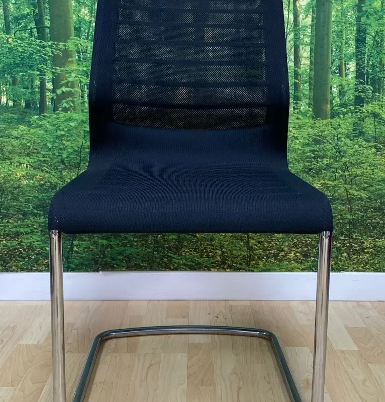 Senator Black Meeting Chair Mesh Fabric Chrome Cantilever Base