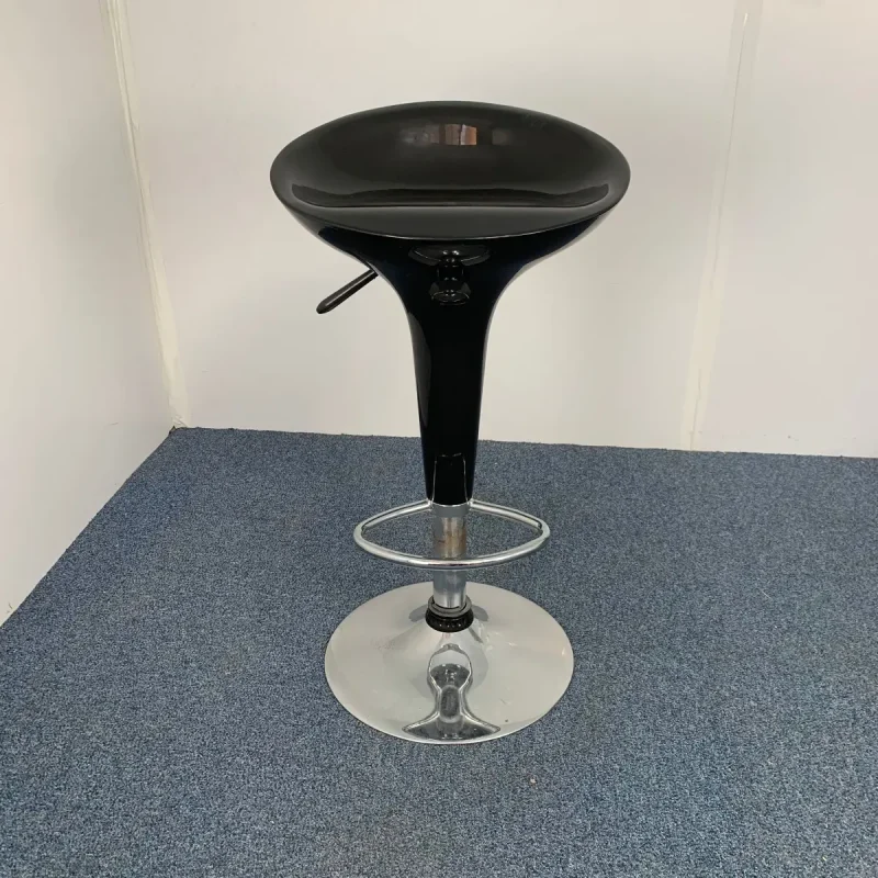 Black Stool with Chrome Legs Adjust Height & Foot Ring