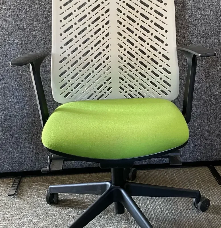 Elite Airflex Task operators Chair Adjustable Lime Green Fabric and White Back With Arms