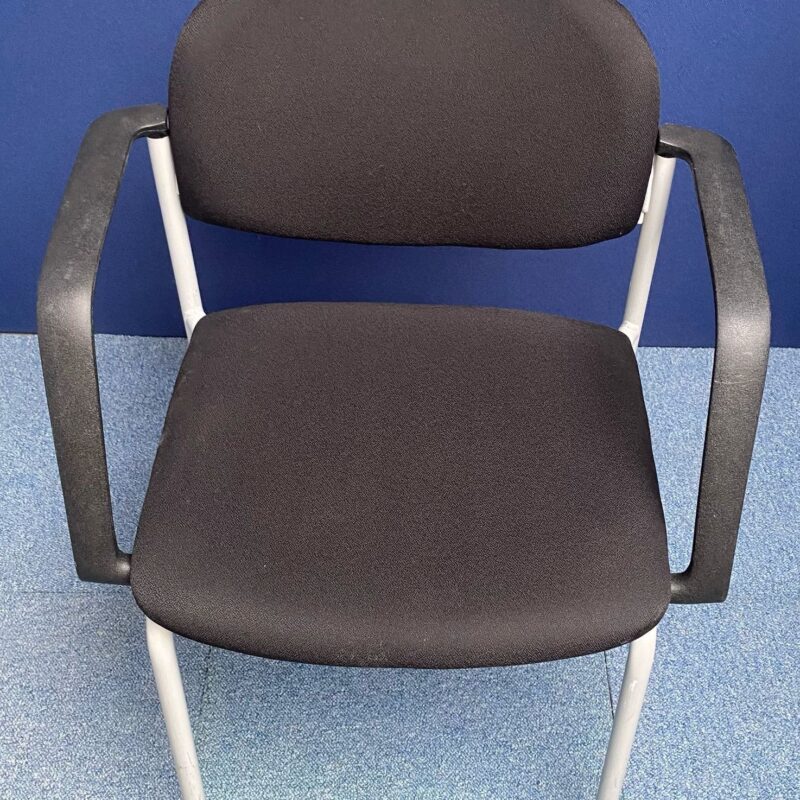 Black Senator Meeting Fabric Seat Grey Metal Legs Stacking