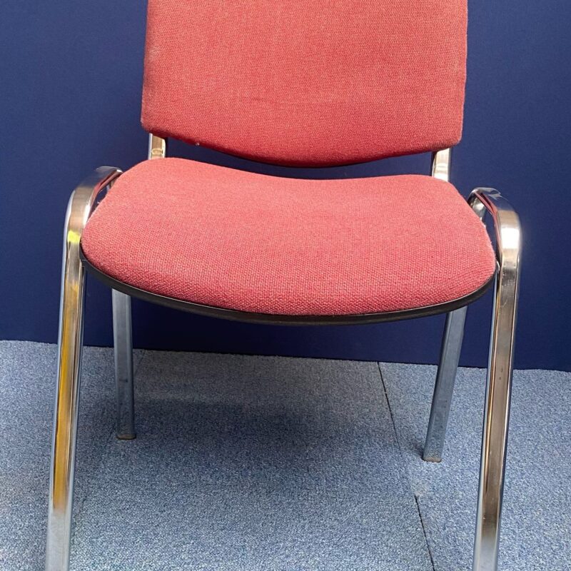 Salmon Pink Stacking Meeting Chair Chrome Legs Fabric